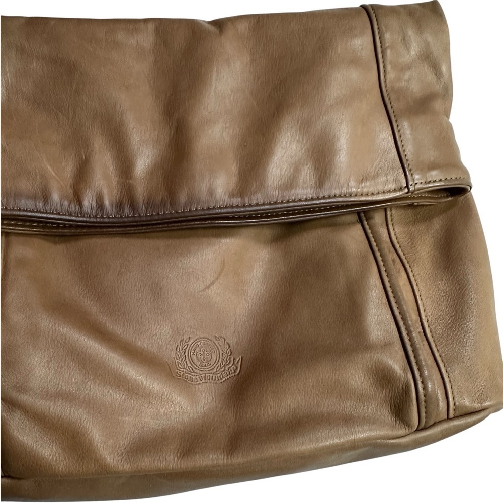 Stone Mountain Made in USA Leather Slouch Crossbody Cognac 14x12 Vintage Boho - Picture 9 of 9